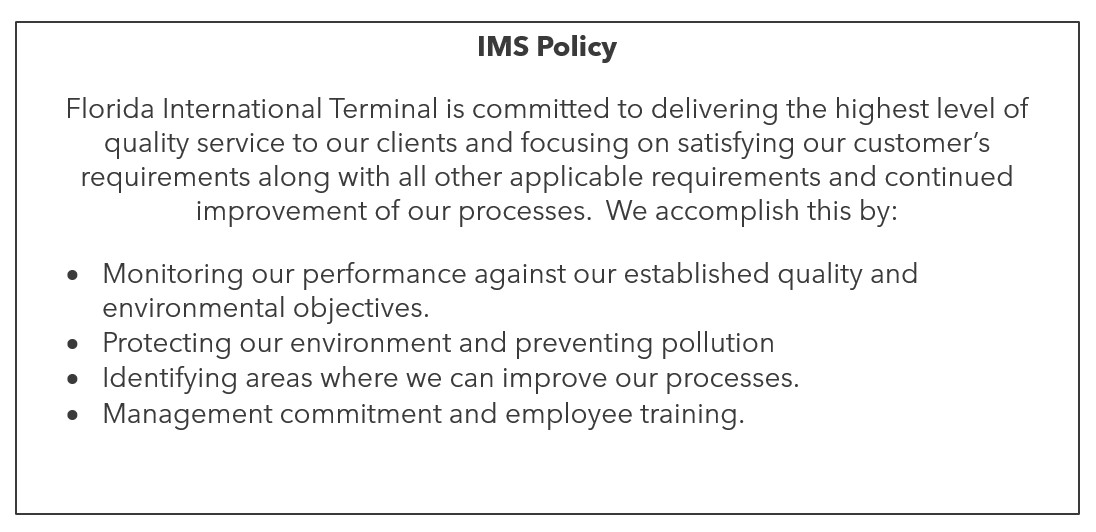 Ims Policy Florida International Terminal